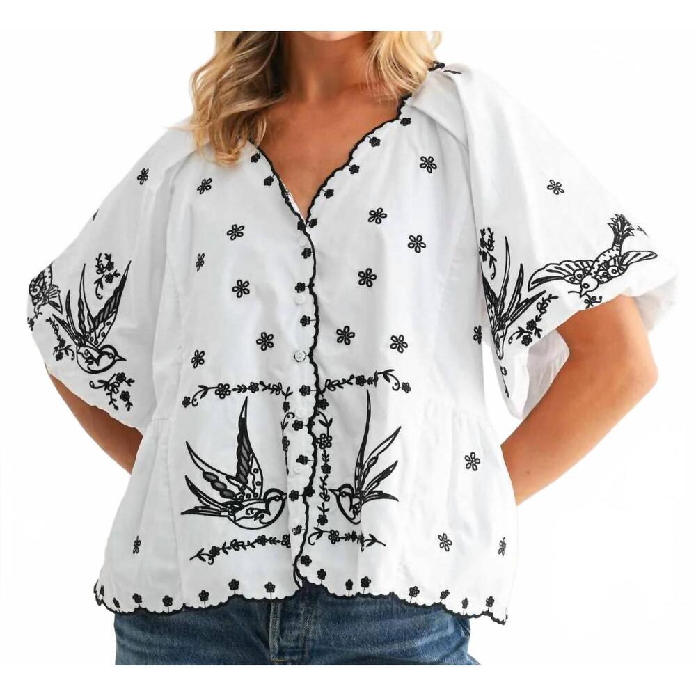 NEW JOH juanita lightweight blouse top in white